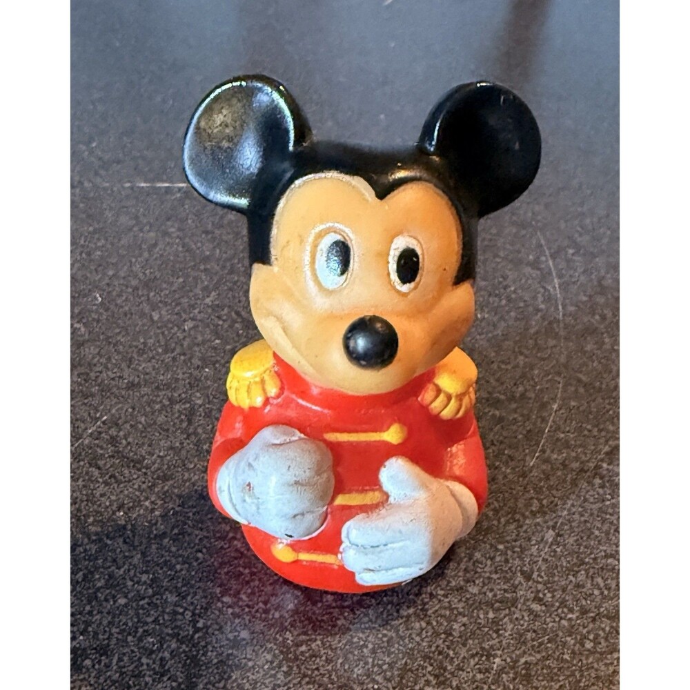 VTG Walt Disney Mickey Mouse Band Leader Finger Puppet Rubber 1970's Retro Toy